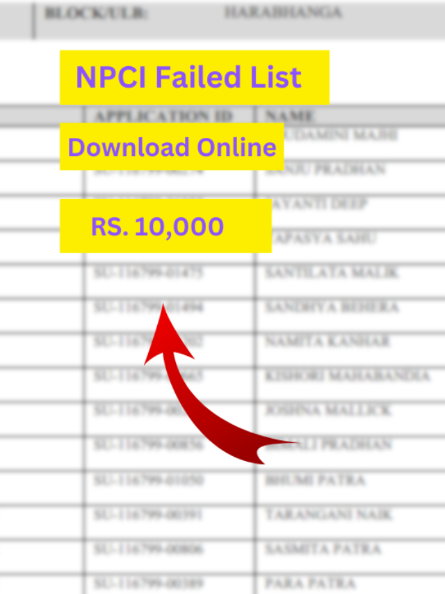 Download Subhadra Yojana NPCI Failed list online