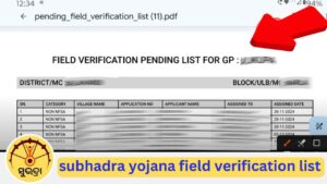 subhadra yojana field verification list odisha: under process problem solve जानिए कैसे Check करे लिस्ट | Fourth Phase Of First installment To Be Disbursed On Dec 25